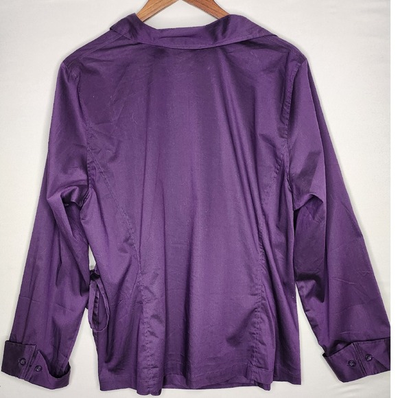 Avenue Wrap Blouse Size 18/20 Purple Three quarter sleeves - Picture 2 of 7